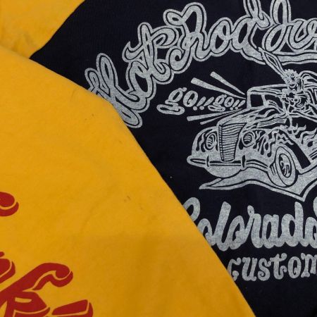  MWS エムダブルエス Tシャツ ラグランTシャツ SIZE L ネイビー×イエロー