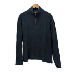 □□ 90s POLO RALPH LAUREN スウェット ハーフジップスウェット SIZE M 古着 ネイビー Cランク