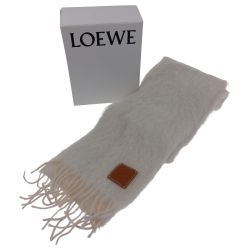 □□ LOEWE ロエベ モヘアマフラー F655254X01 ベージュ×ホワイト Bランク