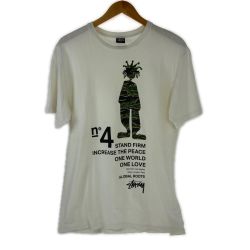 □□ 00s Old Stussy Tシャツ シャドーマン SIZE L カモフラ 古着 ホワイト Cランク