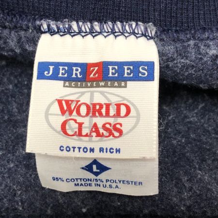  90s JERZEES スウェット トレーナー Lサイズ 古着 アメリカ製 ネイビー