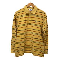 □□ LACOSTE ラコステ シャツ 長袖ポロシャツ SIZE 5(L-XL) ボーダー PH038S イエロー Cランク