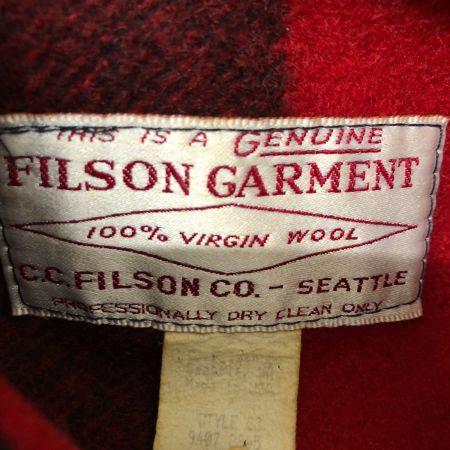  70~80s FILSON ジャケット マッキーノジャケット SIZE 38(M) 古着 レッド×ブラック