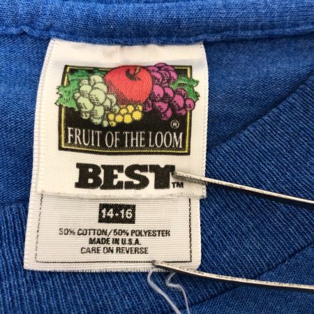  90s FRUT OF THE LOOM Tシャツ 古着 キッズサイズ(14~16歳) ブルー