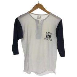 □□ 80s Unknown カットソー 7分袖カットソー SIZE S 古着  ホワイト×ブラック Cランク
