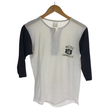  80s Unknown カットソー 7分袖カットソー SIZE S 古着  ホワイト×ブラック
