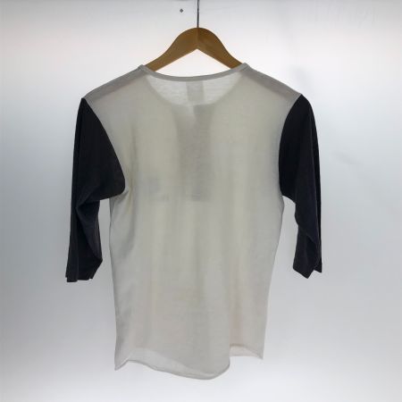  80s Unknown カットソー 7分袖カットソー SIZE S 古着  ホワイト×ブラック