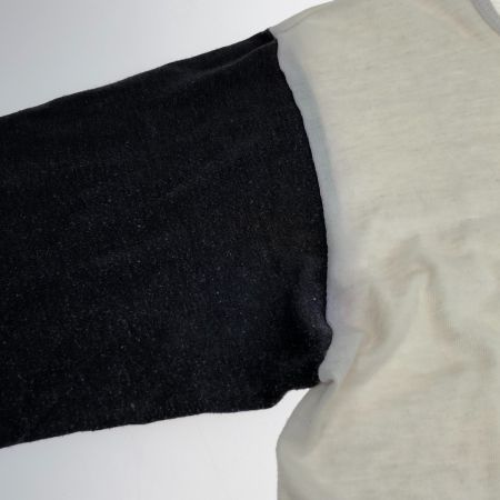  80s Unknown カットソー 7分袖カットソー SIZE S 古着  ホワイト×ブラック
