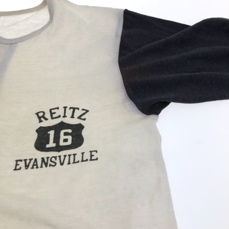  80s Unknown カットソー 7分袖カットソー SIZE S 古着  ホワイト×ブラック