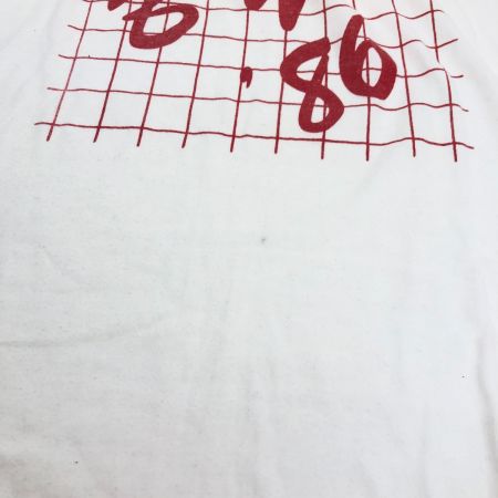  80s Unknown カットソー ラグラン7分袖カットソー 古着 ホワイト×レッド