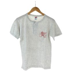 □□ 80~90s SOFFE シャツ ヘンリーネックＴシャツ SIZE S 古着 ライトグレー Bランク