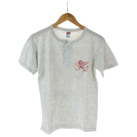  80~90s SOFFE シャツ ヘンリーネックＴシャツ SIZE S 古着 ライトグレー