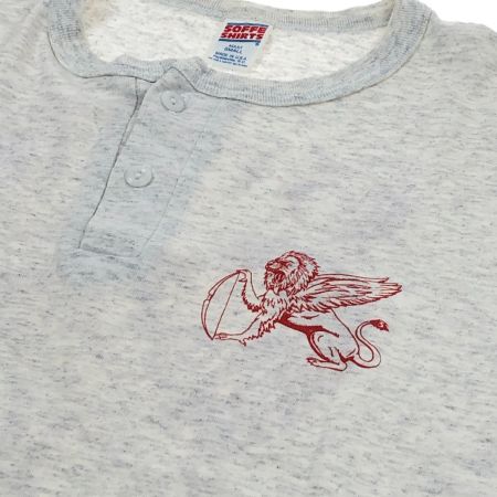  80~90s SOFFE シャツ ヘンリーネックＴシャツ SIZE S 古着 ライトグレー