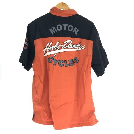  80~90s HARLEY-DAVIDSON シャツ 半袖シャツ SIZE M 古着 オレンジ×ブラック