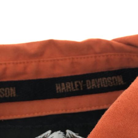  80~90s HARLEY-DAVIDSON シャツ 半袖シャツ SIZE M 古着 オレンジ×ブラック