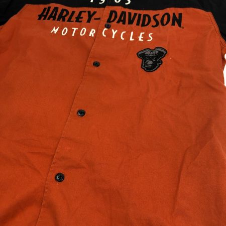  80~90s HARLEY-DAVIDSON シャツ 半袖シャツ SIZE M 古着 オレンジ×ブラック