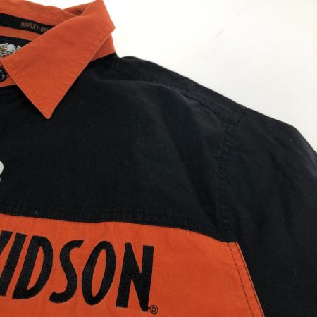  80~90s HARLEY-DAVIDSON シャツ 半袖シャツ SIZE M 古着 オレンジ×ブラック