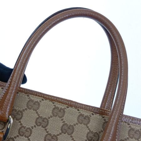  GUCCI グッチ ハンドバッグ　GGキャンバス×レザー 120895 ベージュ