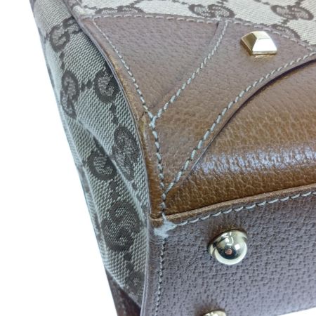  GUCCI グッチ ハンドバッグ　GGキャンバス×レザー 120895 ベージュ