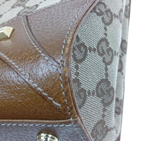  GUCCI グッチ ハンドバッグ　GGキャンバス×レザー 120895 ベージュ