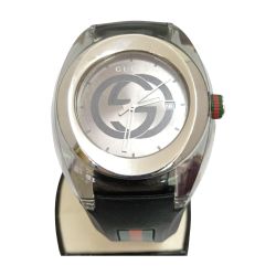 □□ GUCCI グッチ 腕時計　SYNC シンク シェリー ラバー　クオーツ 137.1 ブラック x シルバー Bランク
