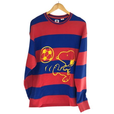  Levis×PEANUTS スウェット トレーナー Mサイズ 古着 ボーダー PC9-23894-0003 レッド×ブルー