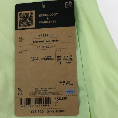  THE NORTH FACE ザノースフェイス ジャケット スワローテイルベントフーディ SIZE L NP22280 ライムクリーム