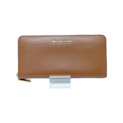 □□ MICHAEL KORS マイケルコース 長財布　ラウンドファスナー ブラウン Bランク