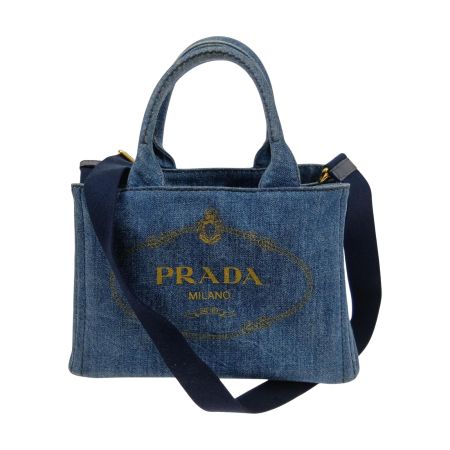  PRADA プラダ カナパ　デニム　2WAYショルダーバッグ　ハンドバッグ ブルー