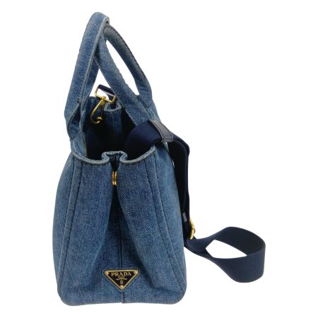  PRADA プラダ カナパ　デニム　2WAYショルダーバッグ　ハンドバッグ ブルー