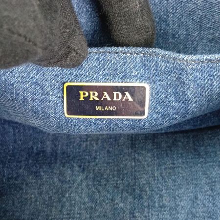  PRADA プラダ カナパ　デニム　2WAYショルダーバッグ　ハンドバッグ ブルー