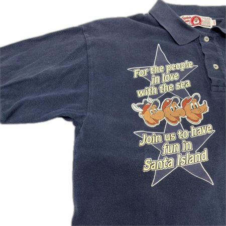  90s captain santa シャツ ポロシャツ SIZE M 古着 ネイビー