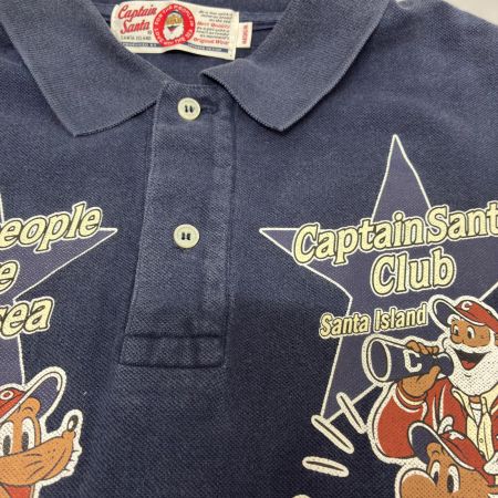  90s captain santa シャツ ポロシャツ SIZE M 古着 ネイビー