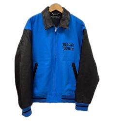 □□ WACKO MARIA ワコマリア ジャケット レザーバーシティジャケット SIZE M 古着 ブルー×ブラック Bランク