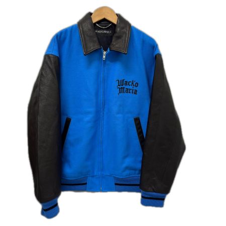  WACKO MARIA ワコマリア ジャケット レザーバーシティジャケット SIZE M 古着 ブルー×ブラック