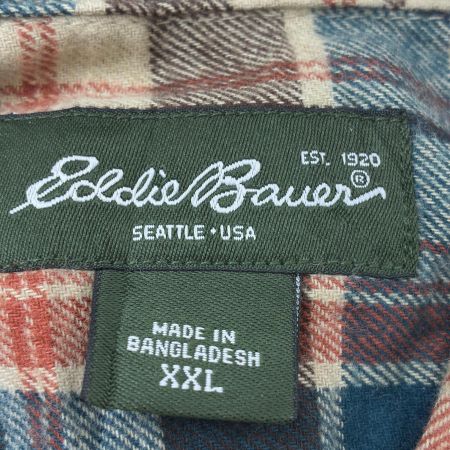  00s Eddie Bauer シャツ ネルシャツ SIZE XXL チェック 古着 マルチカラー