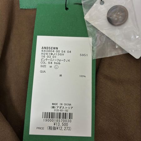  ANDSEWN アンドソーン ジャケット ビンテージノーフォークジャケット ワークジャケット SIZE L ブラウン