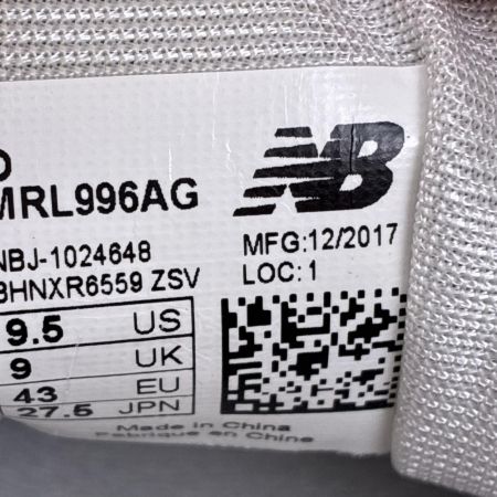  NEW BALANCE ニュー・バランス スニーカー SIZE 27.5cm  MRL996AG ベージュ