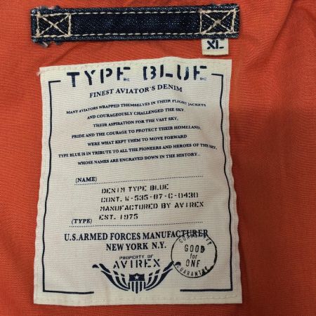  AVIREX アビレックス ジャケット デニムジャケット SIZE XL インディゴ
