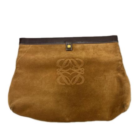 LOEWE ロエベ バッグ クラッチバッグ セカンドバッグ 型押し アナグラム スウェード×レザー ヴィンテージ ブラウン