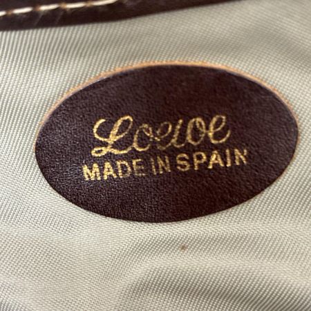 LOEWE ロエベ バッグ クラッチバッグ セカンドバッグ 型押し アナグラム スウェード×レザー ヴィンテージ ブラウン