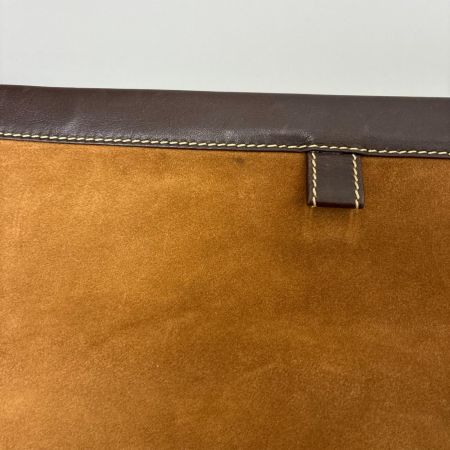 LOEWE ロエベ バッグ クラッチバッグ セカンドバッグ 型押し アナグラム スウェード×レザー ヴィンテージ ブラウン