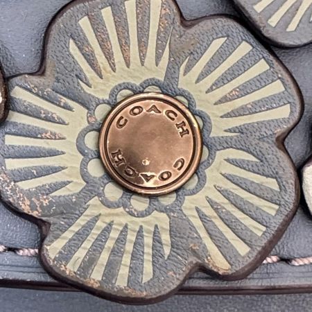 COACH コーチ バッグ グラブタンレザー ティーローズ 花柄 フラワー フローラル アップリケ リストレット クラッチ ポーチ  23536 ブルー