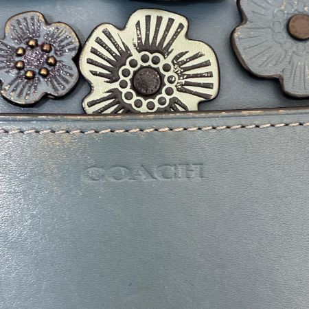 COACH コーチ バッグ グラブタンレザー ティーローズ 花柄 フラワー フローラル アップリケ リストレット クラッチ ポーチ  23536 ブルー