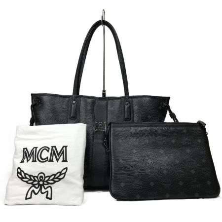  MCM エムシーエム リバーシブルトートバッグ　ポーチ付き MWP6AVI22 ブラック×ホワイト 型崩れ・汚れ・角スレ有