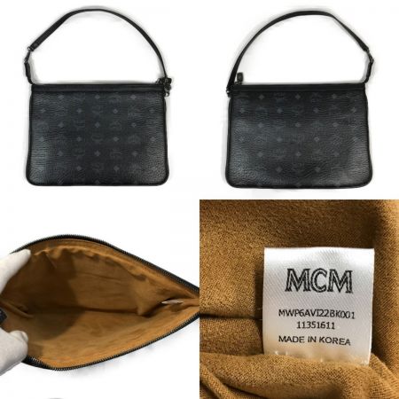  MCM エムシーエム リバーシブルトートバッグ　ポーチ付き MWP6AVI22 ブラック×ホワイト 型崩れ・汚れ・角スレ有