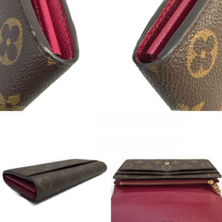  LOUIS VUITTON ルイヴィトン ポルトフォイユ サラ 二つ折り長財布 モノグラム M62234 フューシャ ポケット反り・角スレ有