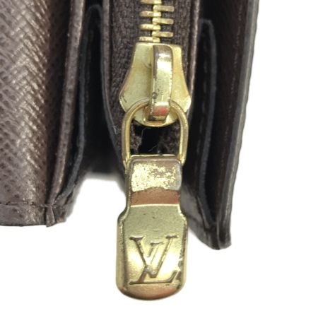  LOUIS VUITTON ルイヴィトン 長財布 ポルトフォイユ サラ ダミエ エベヌ N63209 ポケット反り・ホック破損有