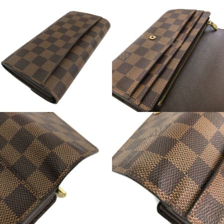  LOUIS VUITTON ルイヴィトン 長財布 ポルトフォイユ サラ ダミエ エベヌ N63209 ポケット反り・ホック破損有
