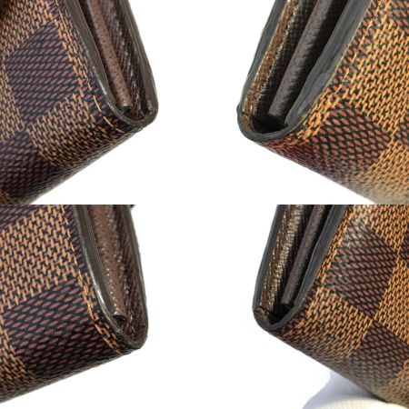  LOUIS VUITTON ルイヴィトン 長財布 ポルトフォイユ サラ ダミエ エベヌ N63209 ポケット反り・ホック破損有
